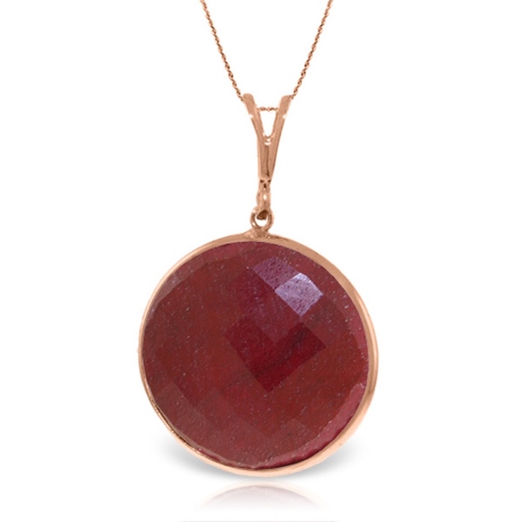 Galaxy Gold Products Jewelry - NECKLACE WITH CHECKERBOARD CUT DYED ROUND RUBY